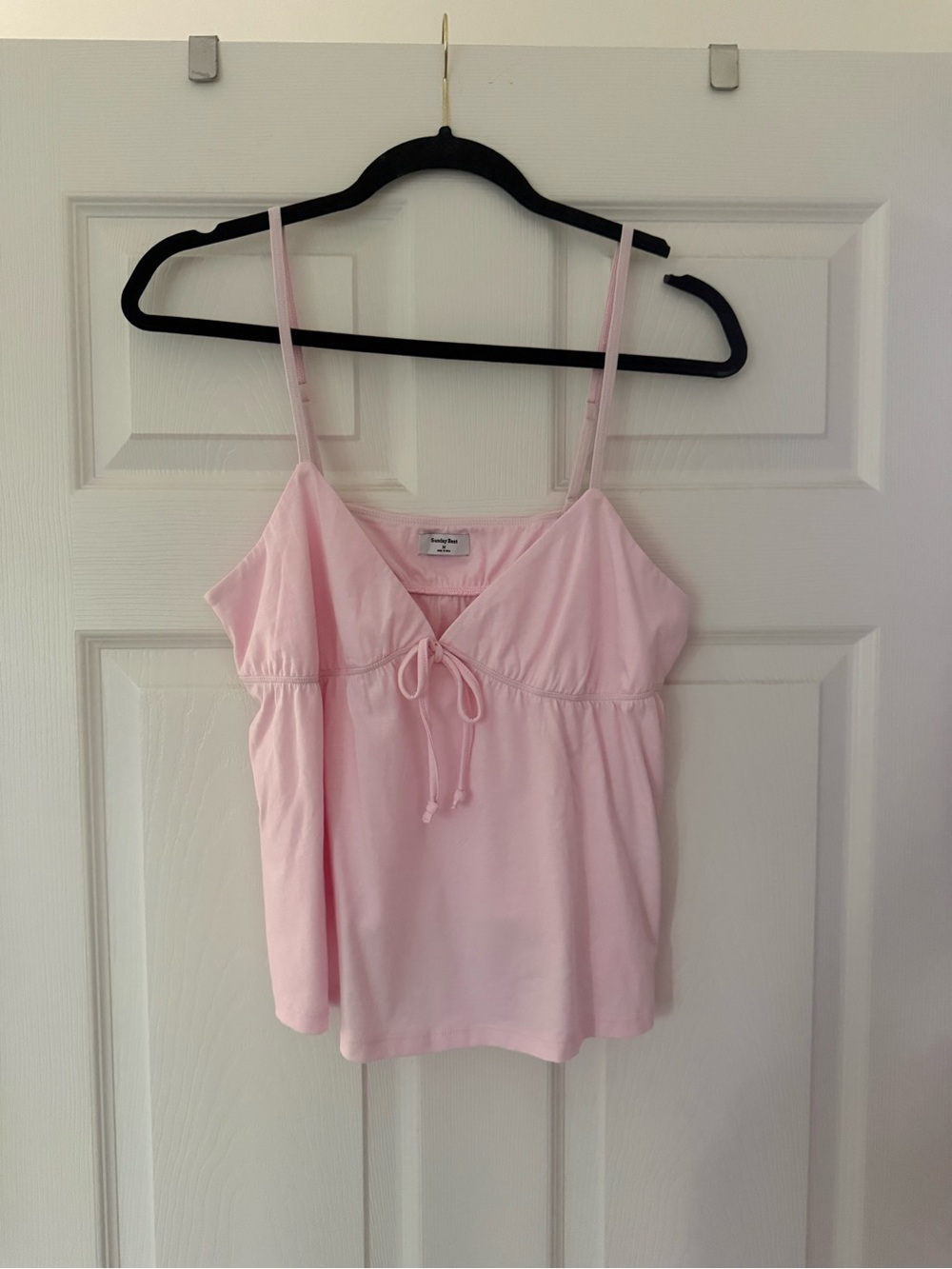 Sunday Best Light Pink Tie-Front Spaghetti Strap Tank